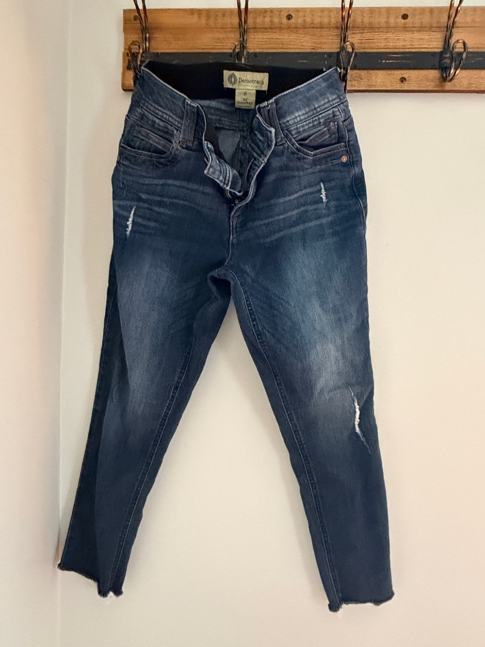 Democracy Women's Dark Blue Skinny Jeans with Distress